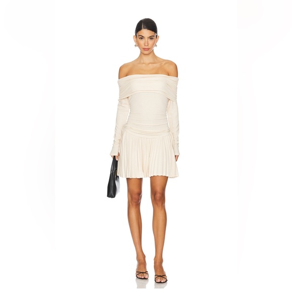 LIONESS Field of Dreams Mini Dress in Oatmeal - Picture 1 of 4